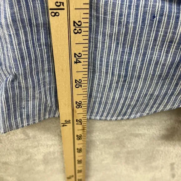 Untuckit Shirt Women’s 18 100% Linen Blue Striped Button Up Top NWT New Collared - Picture 5 of 5